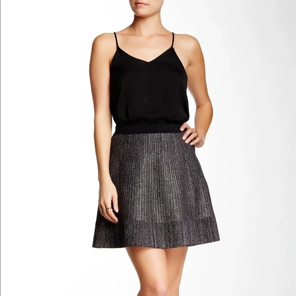 Rebecca Taylor Metallic Ribbed Knit Skirt SZ M